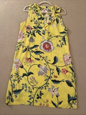 LOFT Yellow Floral Sleeveless Dress
